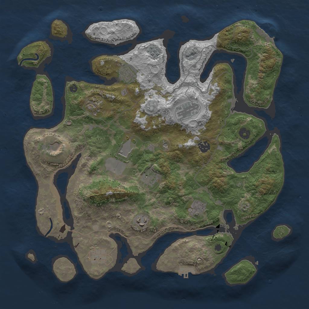 Rust Map: Procedural Map, Size: 4050, Seed: 697538894, 19 Monuments