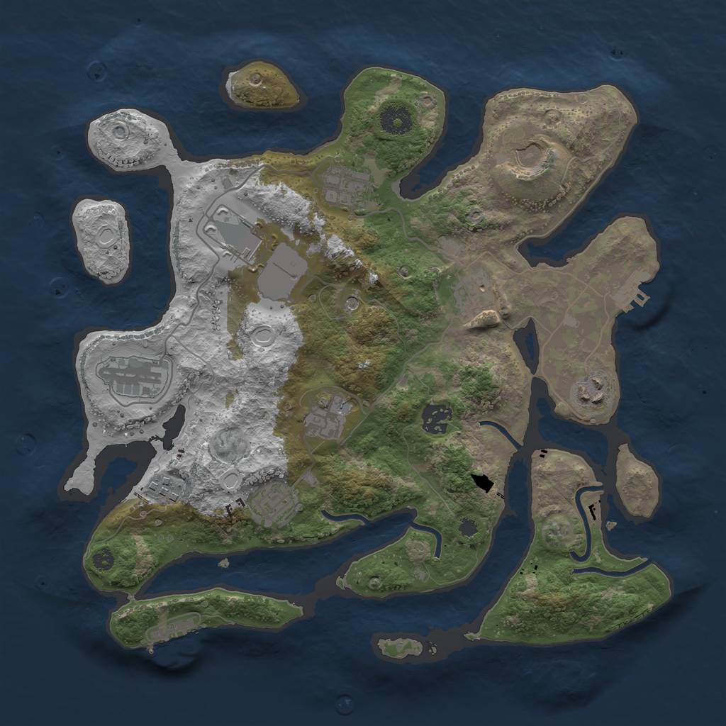 Rust Map: Procedural Map, Size: 3500, Seed: 8392, 18 Monuments