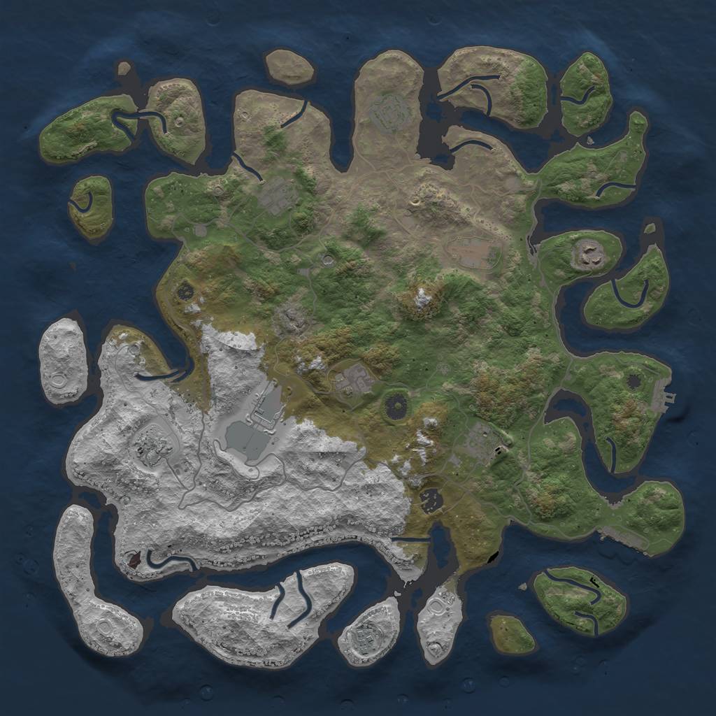 Rust Map: Procedural Map, Size: 4500, Seed: 463531915, 18 Monuments