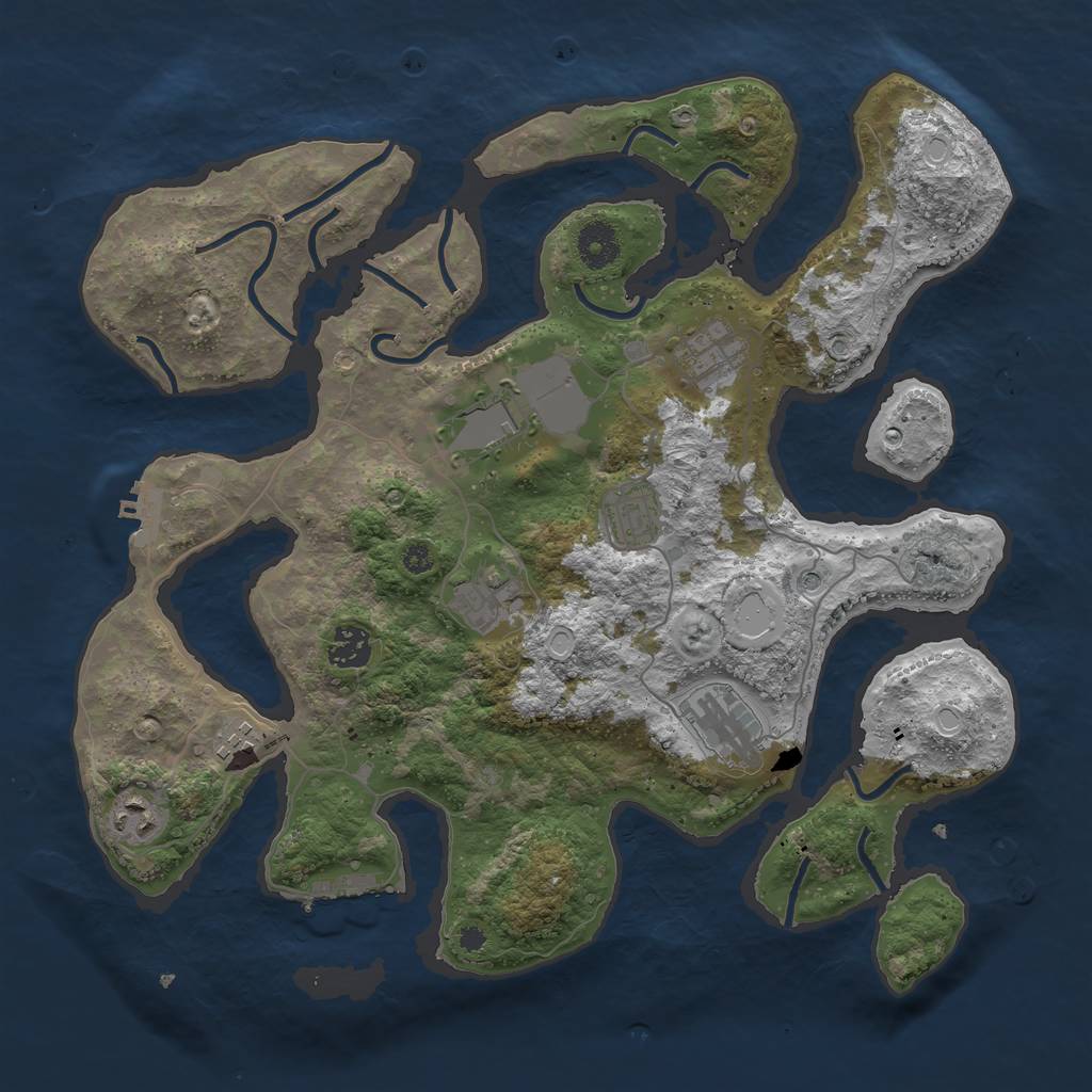 Rust Map: Procedural Map, Size: 3700, Seed: 1157746513, 16 Monuments