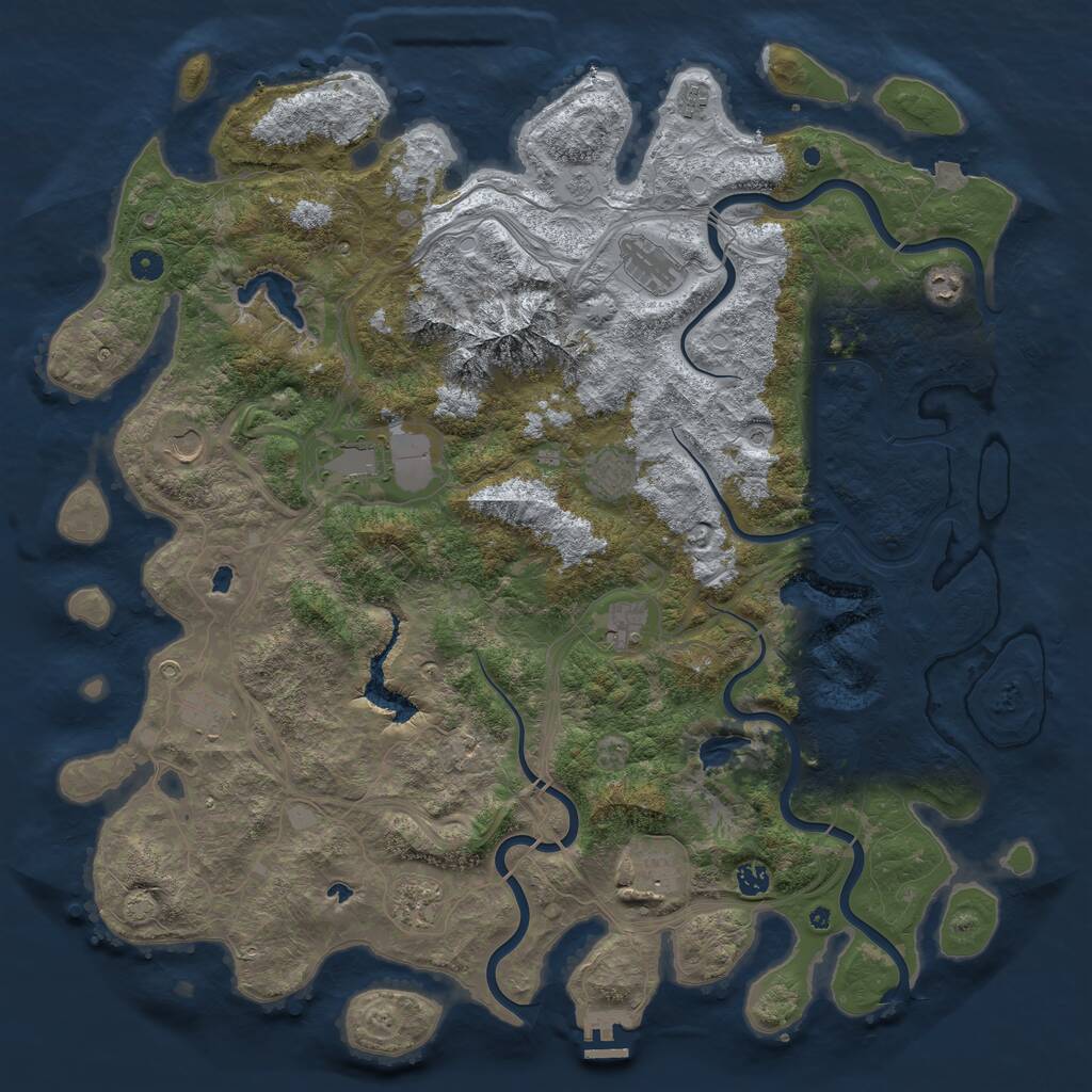Rust Map: Procedural Map, Size: 5000, Seed: 43444275, 16 Monuments