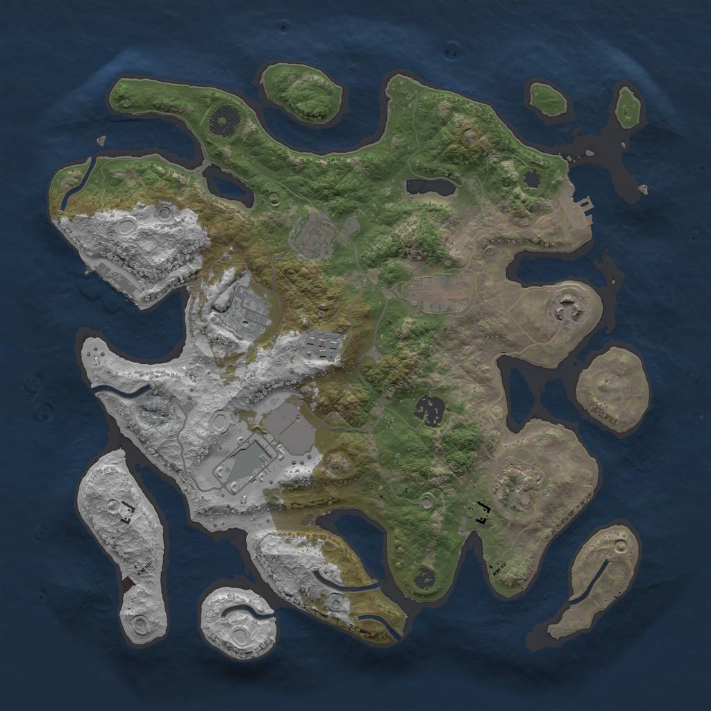 Rust Map: Procedural Map, Size: 3500, Seed: 245677, 16 Monuments