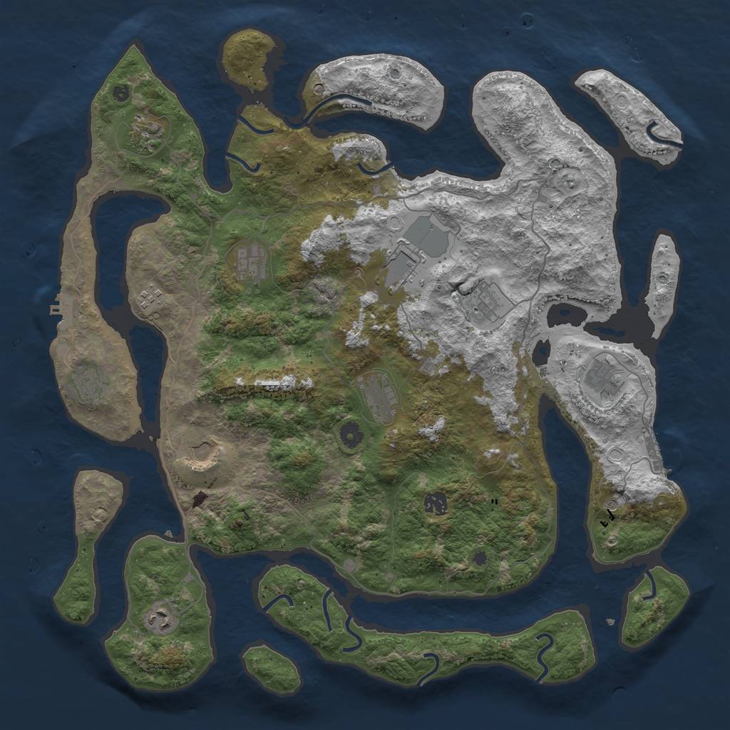 Rust Map: Procedural Map, Size: 4500, Seed: 548121, 19 Monuments