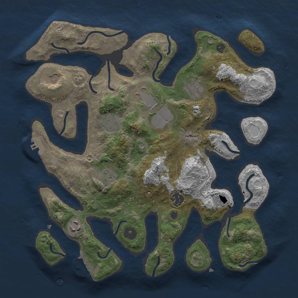 Rust Map: Procedural Map, Size: 3500, Seed: 345463676, 16 Monuments