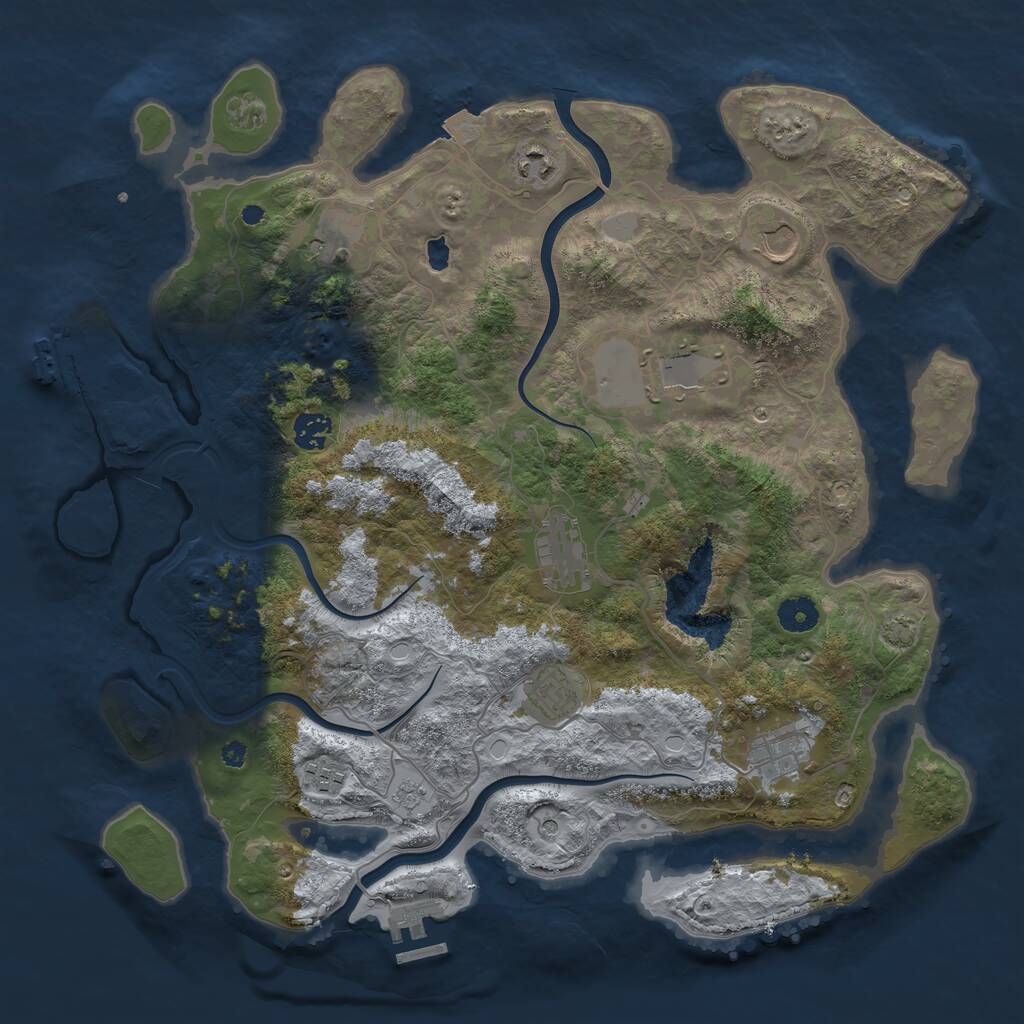 Rust Map: Procedural Map, Size: 4000, Seed: 43928, 15 Monuments