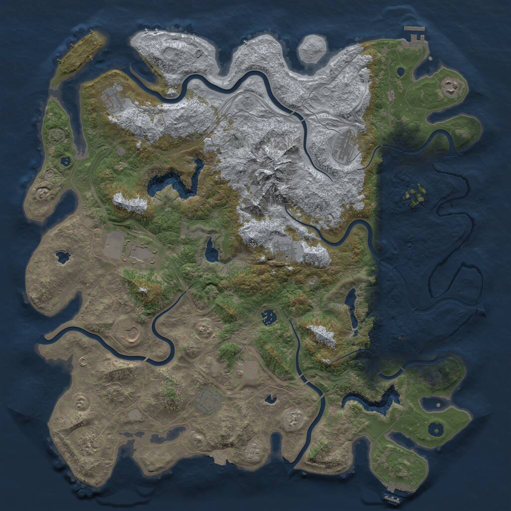Rust Map: Procedural Map, Size: 5000, Seed: 3271, 17 Monuments