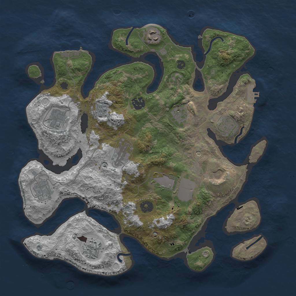 Rust Map: Procedural Map, Size: 3500, Seed: 1894093956, 19 Monuments