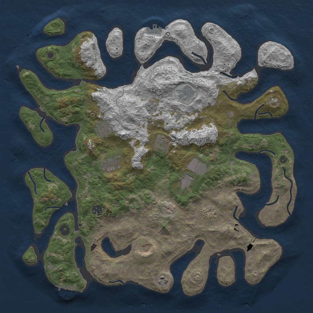 Rust Map: Procedural Map, Size: 4500, Seed: 7410, 18 Monuments