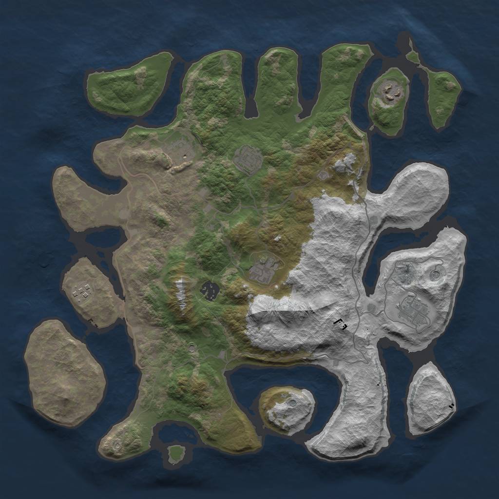 Rust Map: Barren, Size: 4000, Seed: 9012021, 10 Monuments