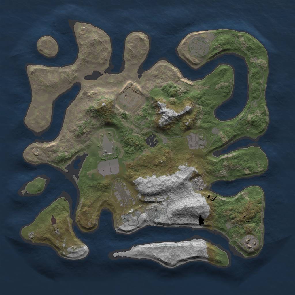 Rust Map: Barren, Size: 3600, Seed: 2059123, 11 Monuments