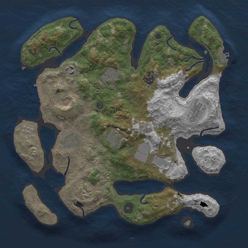 Rust Map: Procedural Map, Size: 3500, Seed: 2749, 18 Monuments