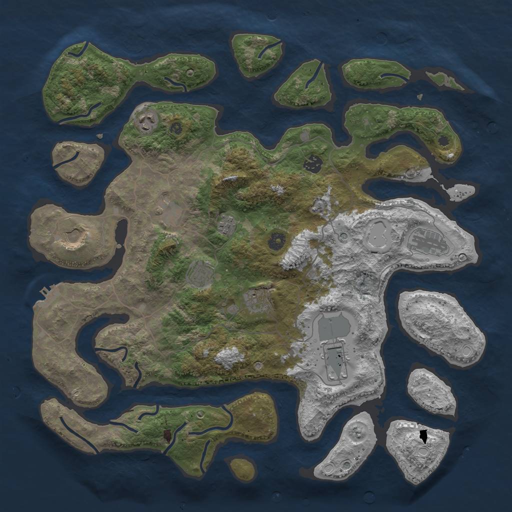 Rust Map: Procedural Map, Size: 4250, Seed: 483314, 16 Monuments