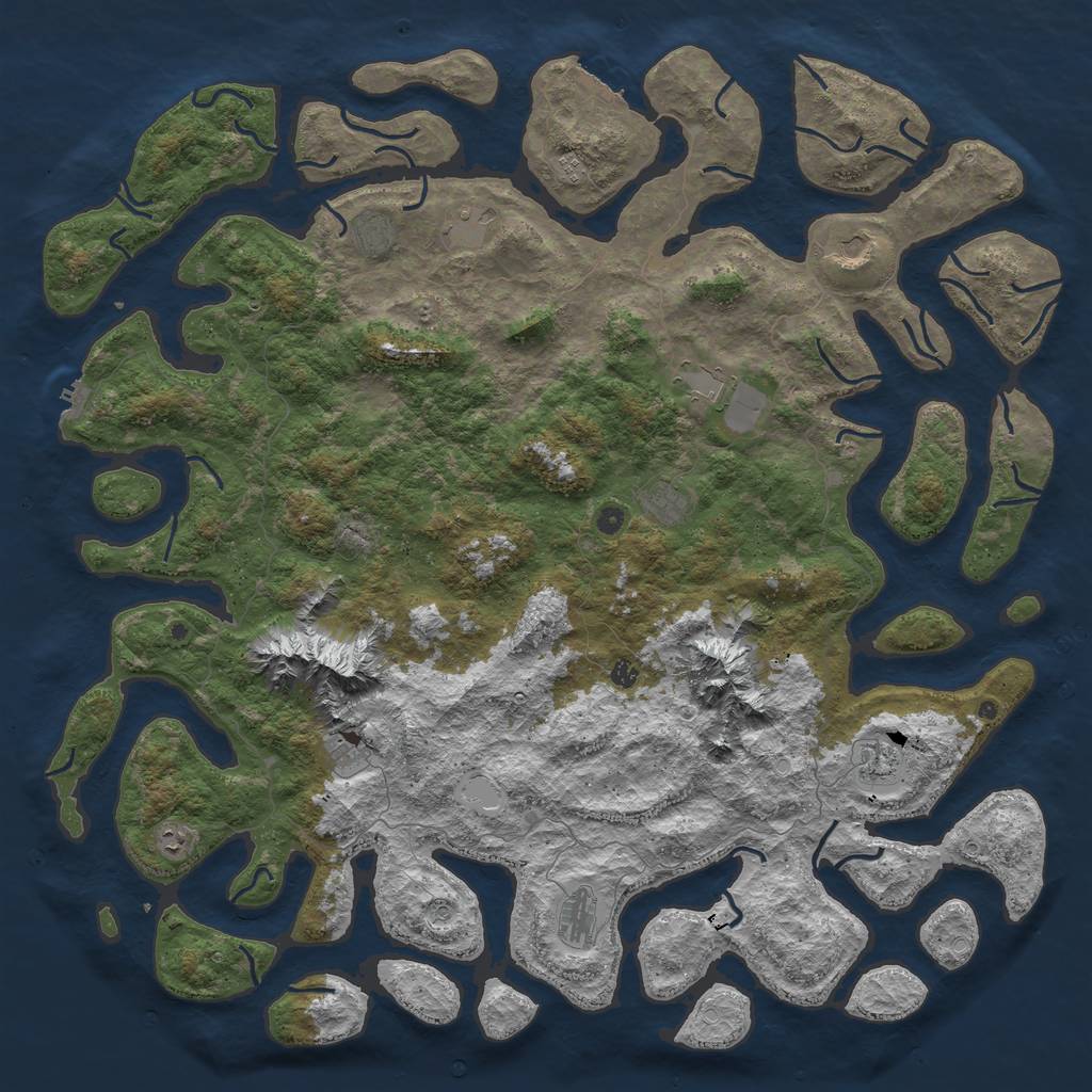 Rust Map: Procedural Map, Size: 6000, Seed: 1258565052, 19 Monuments
