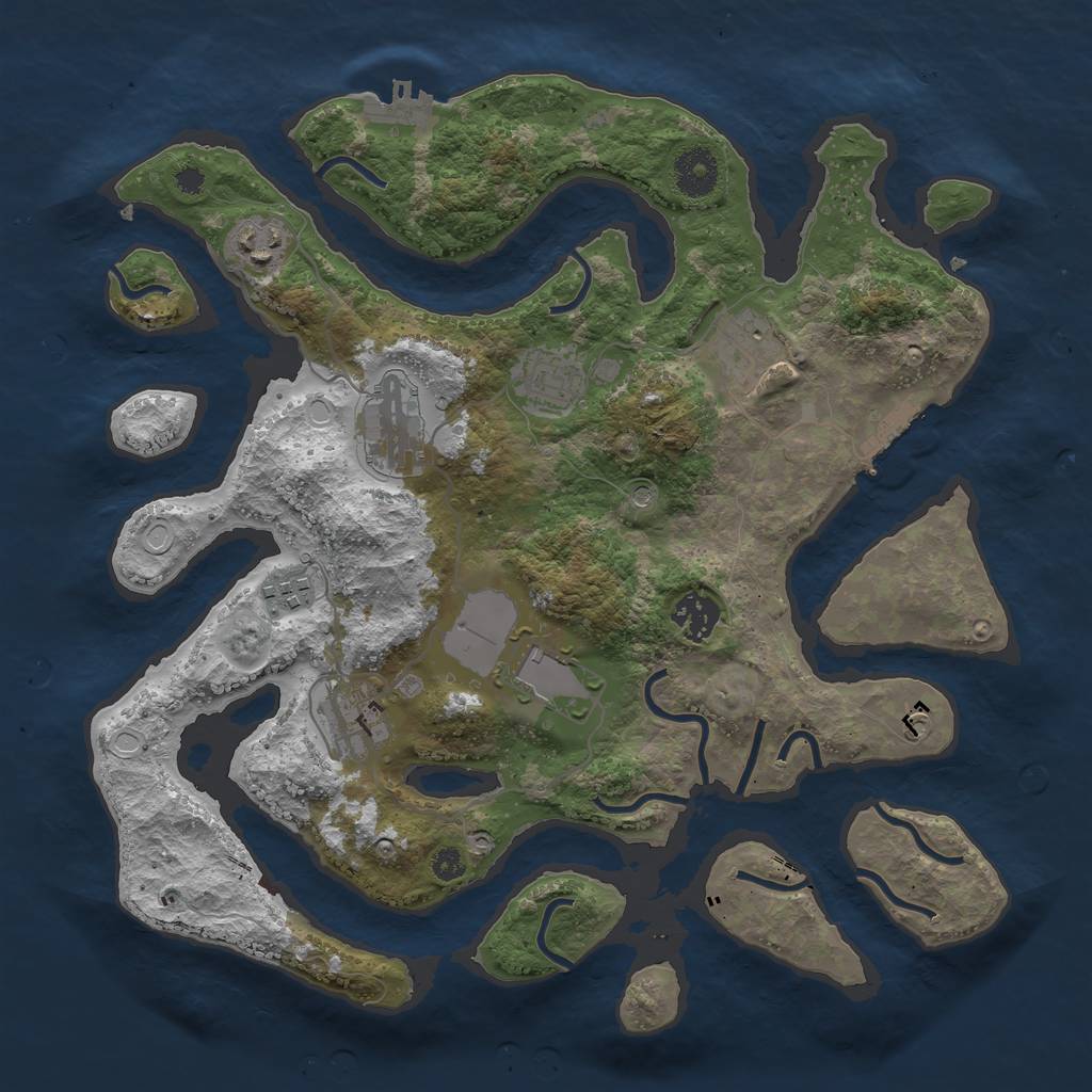 Rust Map: Procedural Map, Size: 3500, Seed: 51674521, 16 Monuments
