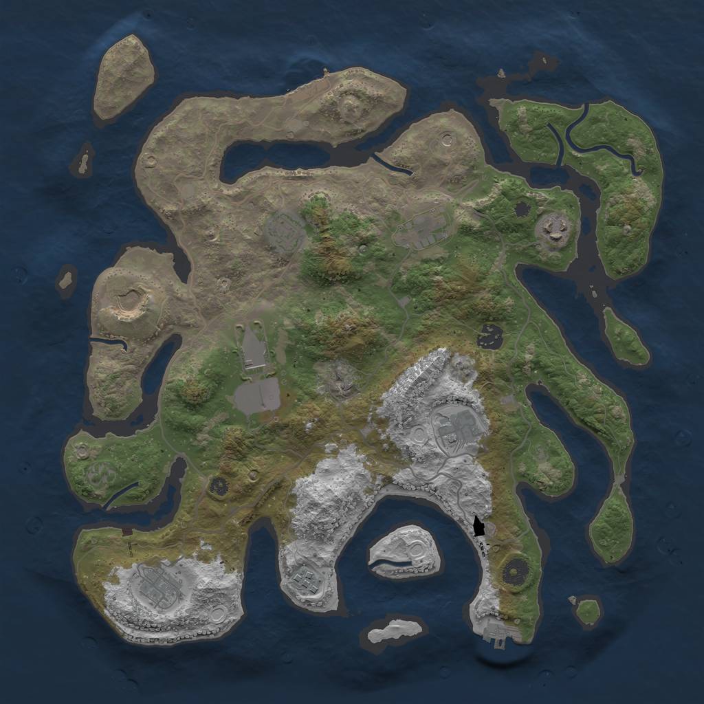 Rust Map: Procedural Map, Size: 4000, Seed: 300079, 17 Monuments