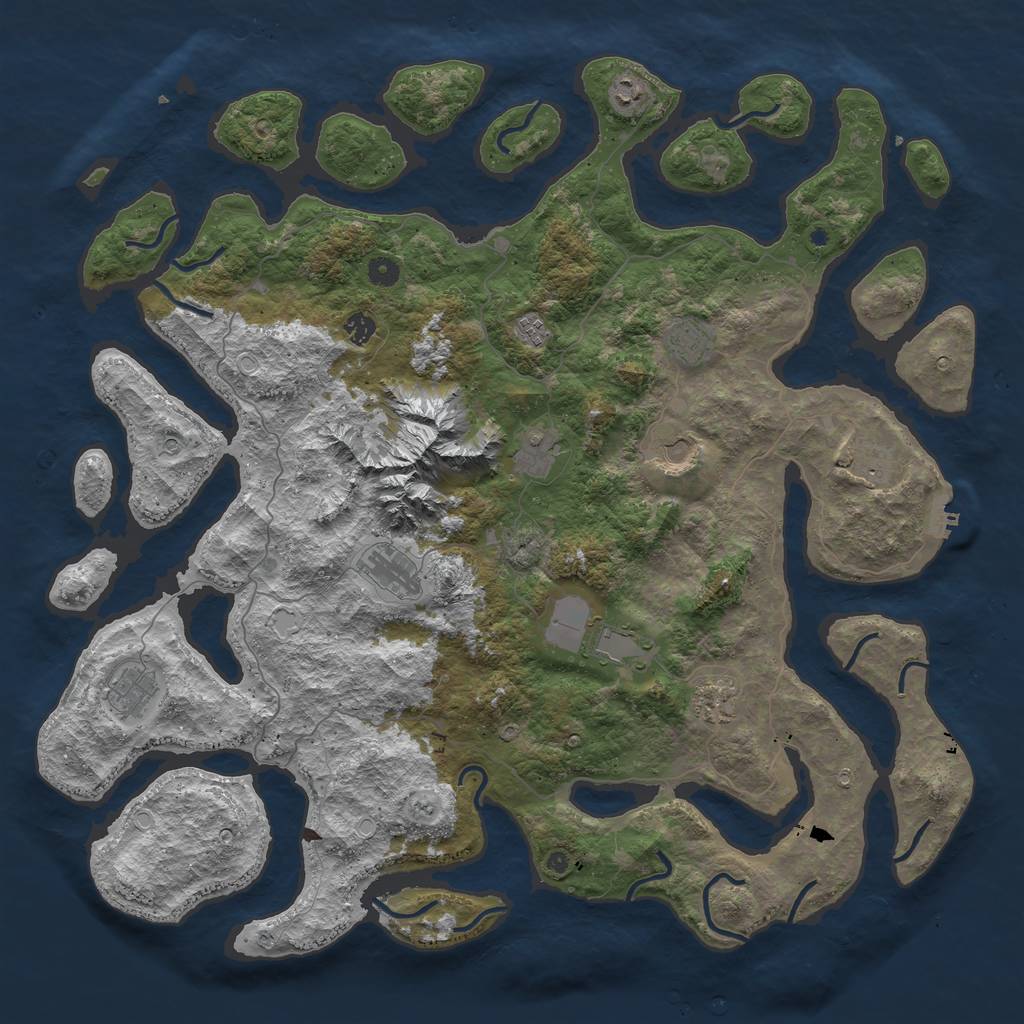 Rust Map: Procedural Map, Size: 5000, Seed: 1785084609, 18 Monuments