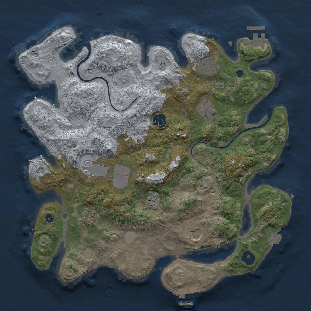 Rust Map: Procedural Map, Size: 3500, Seed: 384720580, 13 Monuments