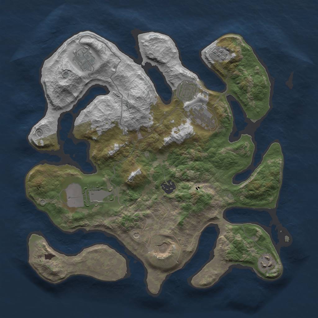 Rust Map: Barren, Size: 3500, Seed: 18921, 11 Monuments