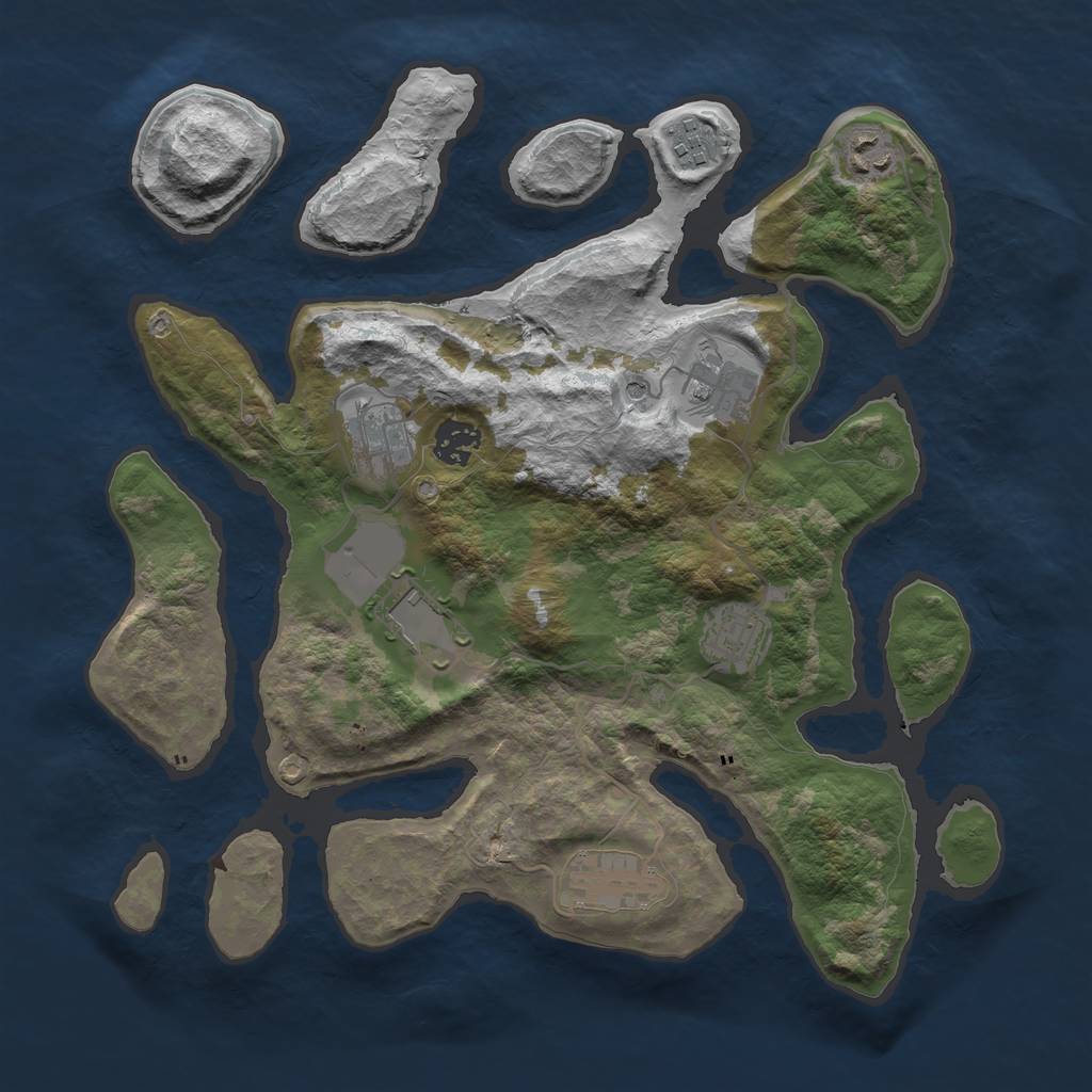 Rust Map: Barren, Size: 3500, Seed: 3501, 11 Monuments