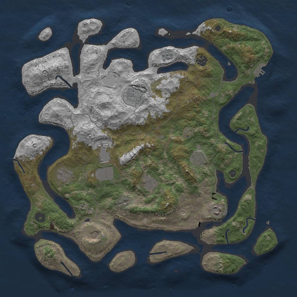 Rust Map: Procedural Map, Size: 4250, Seed: 769580, 16 Monuments