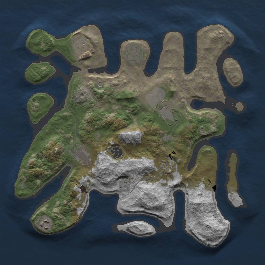 Rust Map: Barren, Size: 3500, Seed: 1058026652, 11 Monuments