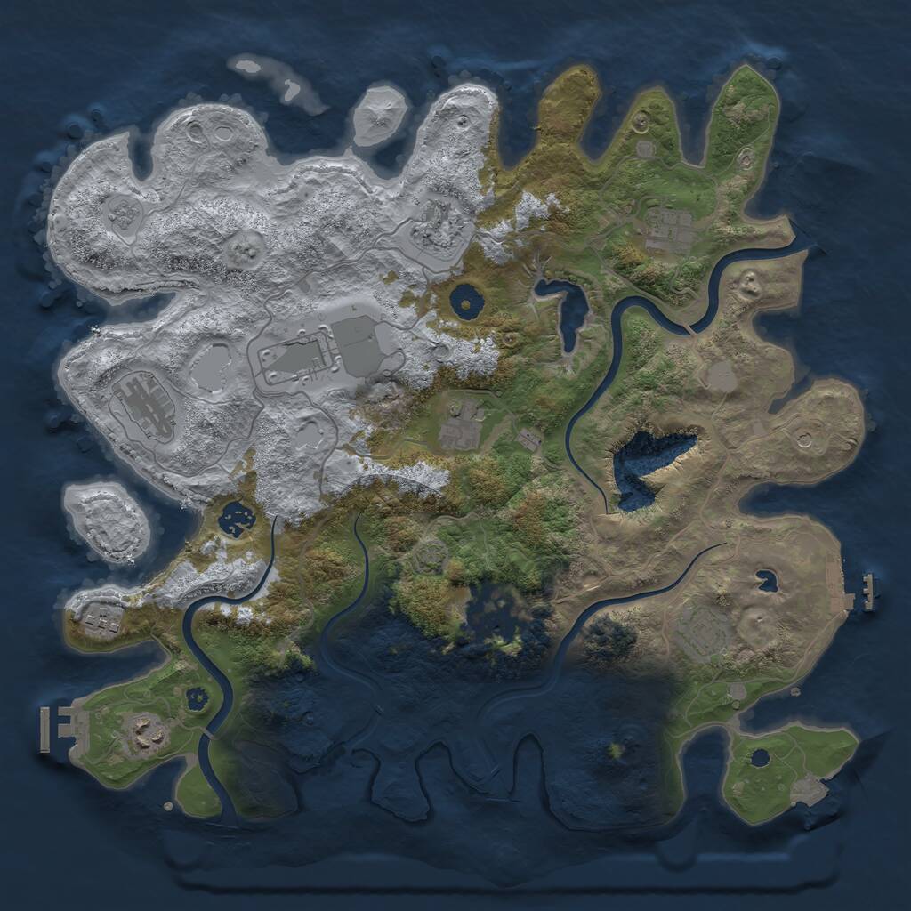 Rust Map: Procedural Map, Size: 4000, Seed: 833777, 16 Monuments