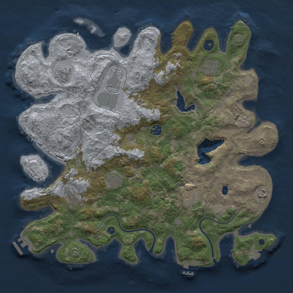 Rust Map: Procedural Map, Size: 4000, Seed: 833777, 15 Monuments