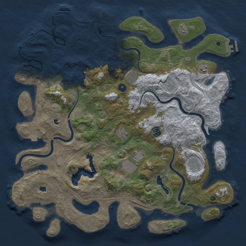 Rust Map: Procedural Map, Size: 4500, Seed: 48568793, 14 Monuments