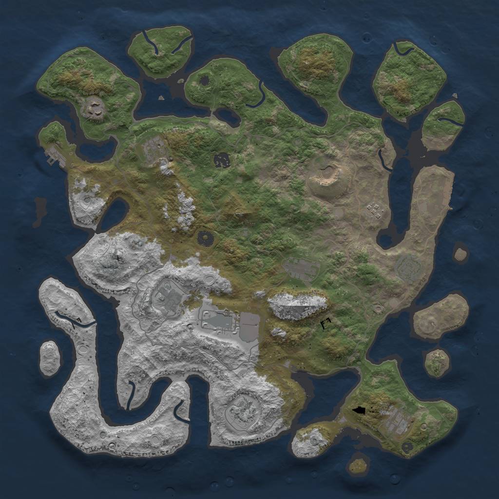 Rust Map: Procedural Map, Size: 4500, Seed: 2039220326, 19 Monuments