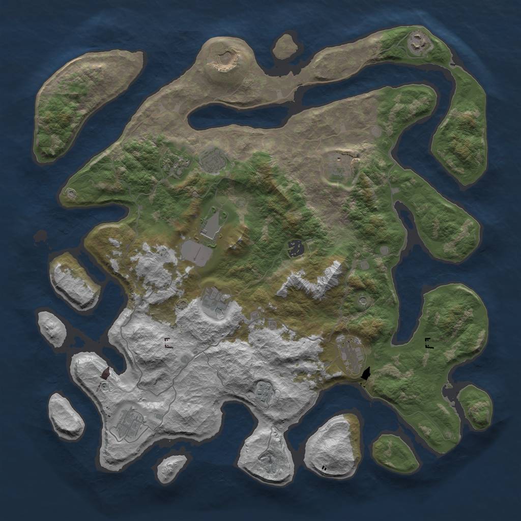 Rust Map: Barren, Size: 4500, Seed: 41709, 14 Monuments