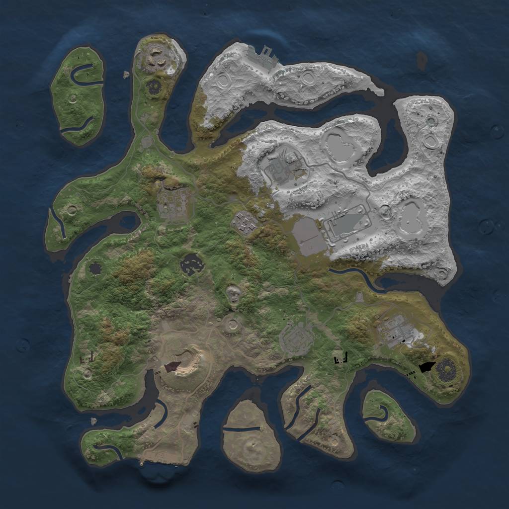 Rust Map: Procedural Map, Size: 3500, Seed: 439218345, 17 Monuments