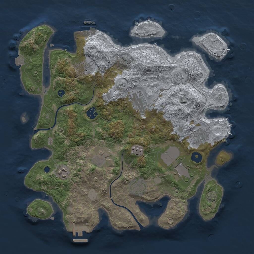 Rust Map: Procedural Map, Size: 3500, Seed: 17921, 14 Monuments