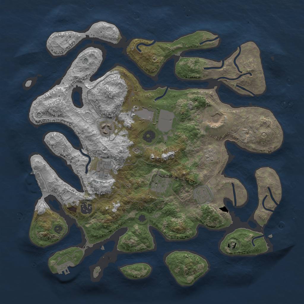 Rust Map: Procedural Map, Size: 3750, Seed: 1267, 16 Monuments