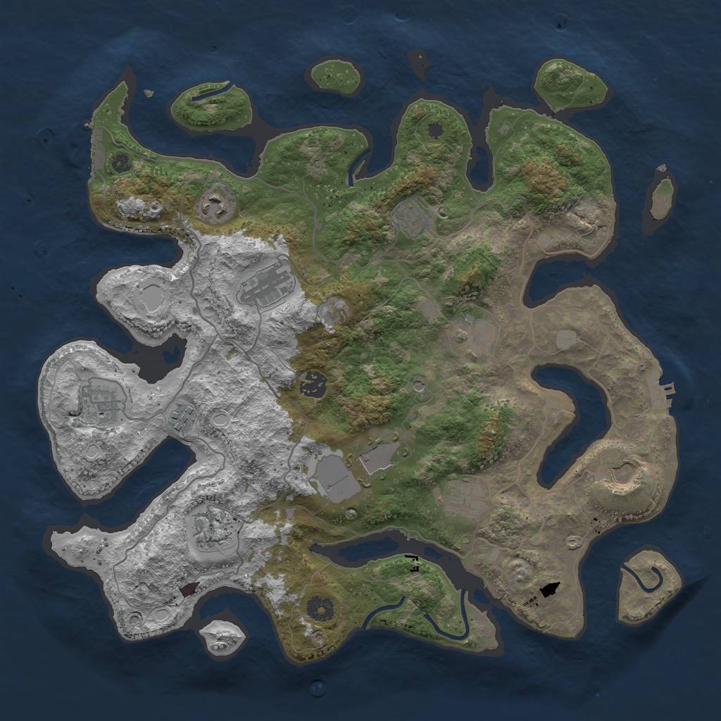 Rust Map: Procedural Map, Size: 4000, Seed: 433433634, 19 Monuments