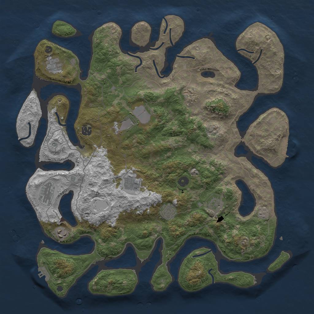 Rust Map: Procedural Map, Size: 4500, Seed: 141709, 18 Monuments