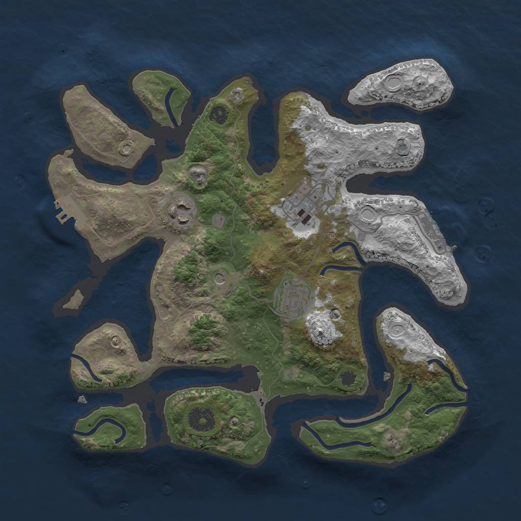 Rust Map: Procedural Map, Size: 3000, Seed: 454238, 11 Monuments