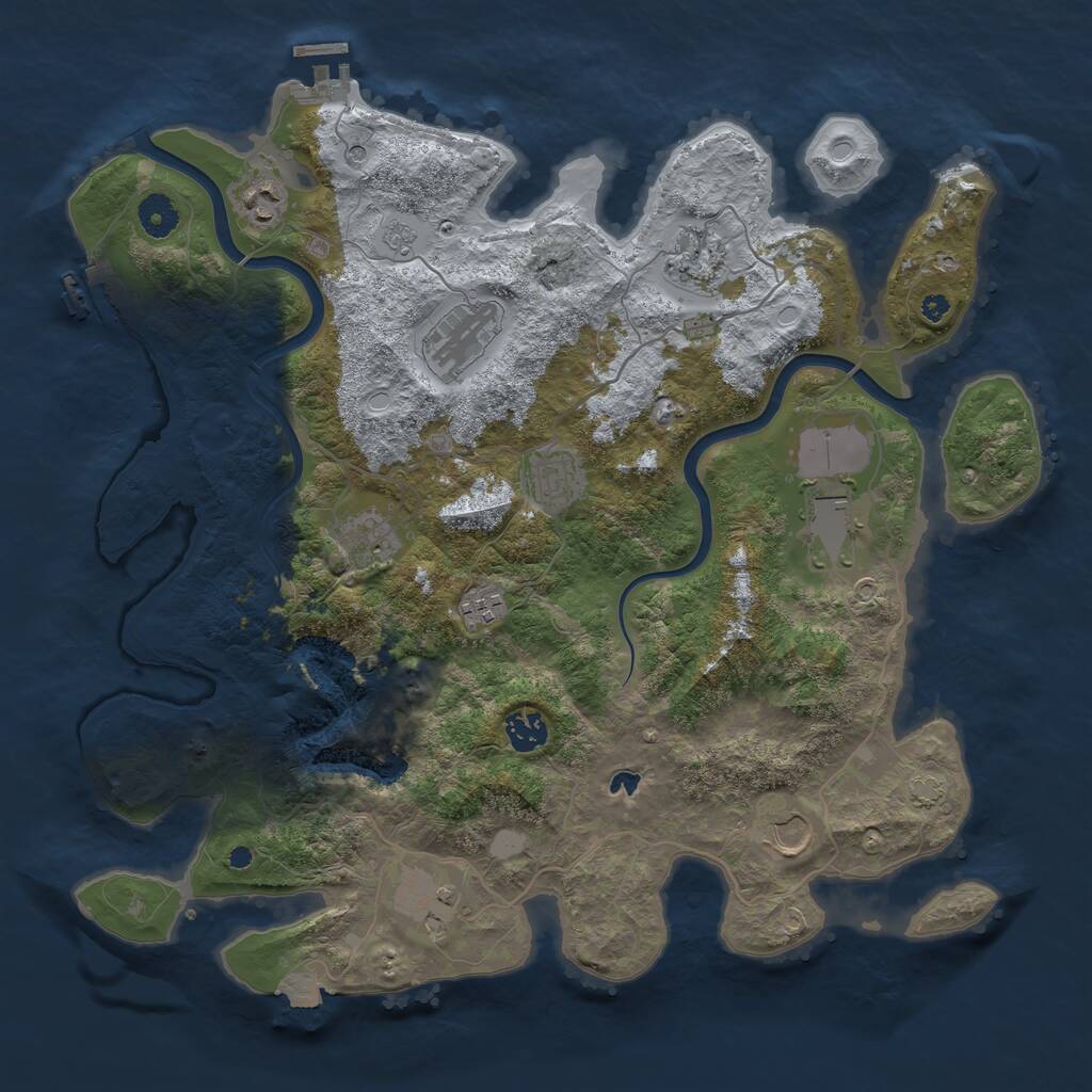 Rust Map: Procedural Map, Size: 4000, Seed: 2304452, 16 Monuments