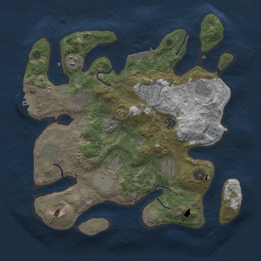 Rust Map: Procedural Map, Size: 3500, Seed: 693483750, 18 Monuments