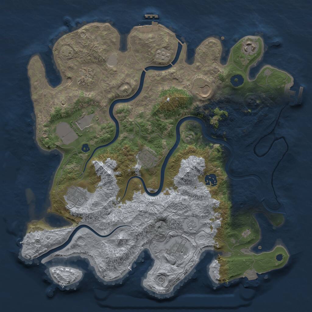 Rust Map: Procedural Map, Size: 3700, Seed: 948226332, 15 Monuments