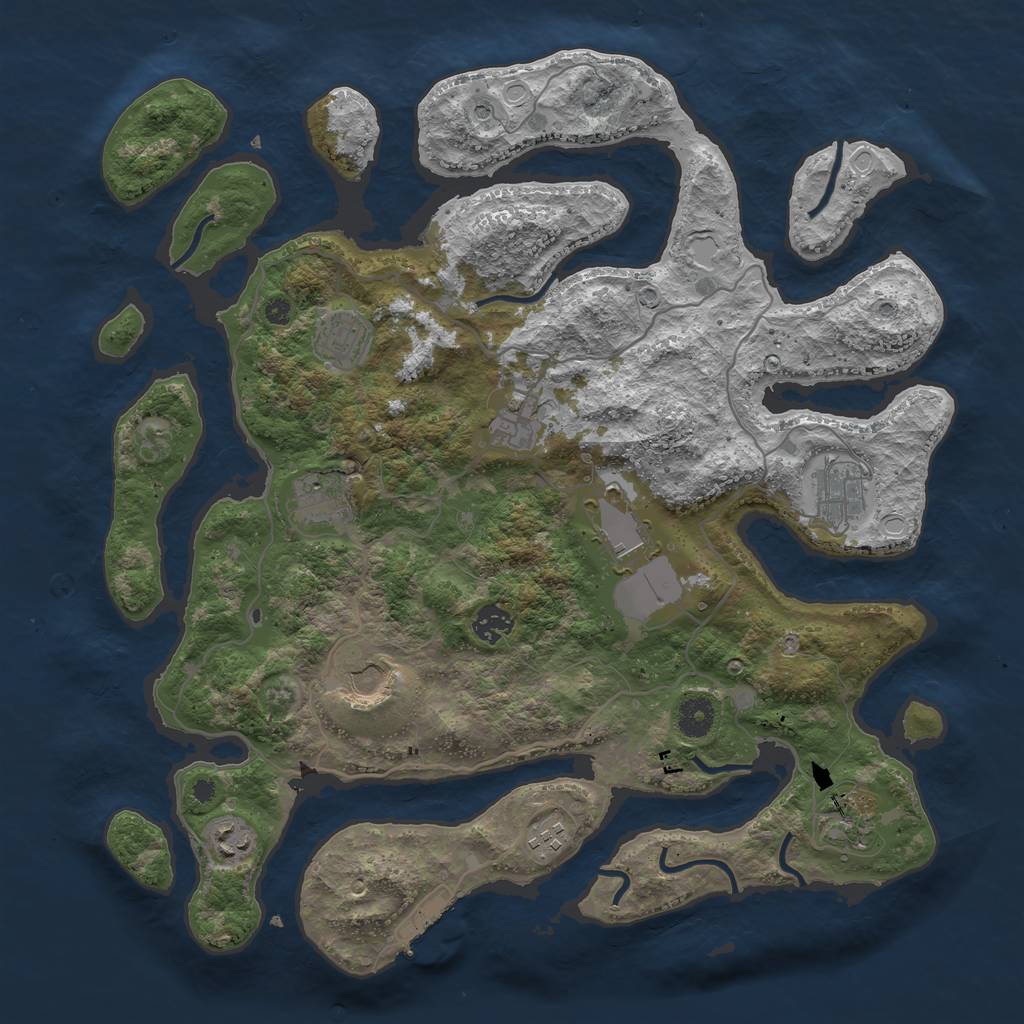 Rust Map: Procedural Map, Size: 4000, Seed: 29784, 17 Monuments