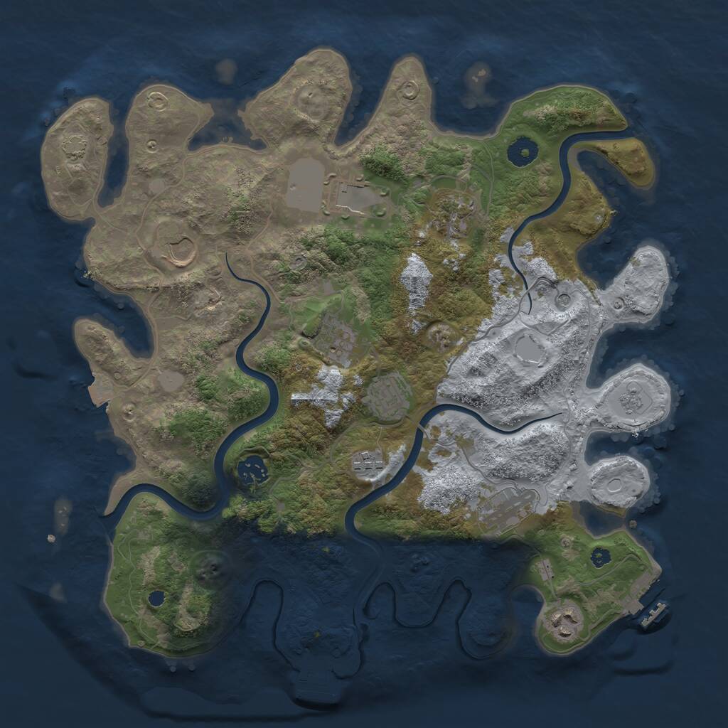 Rust Map: Procedural Map, Size: 3700, Seed: 9134021, 15 Monuments