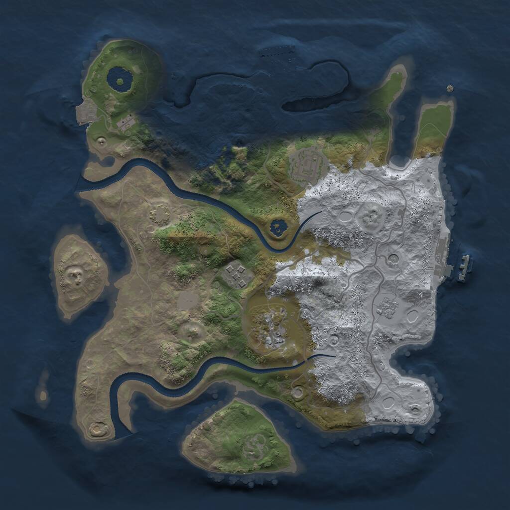 Rust Map: Procedural Map, Size: 3000, Seed: 1949277219, 9 Monuments