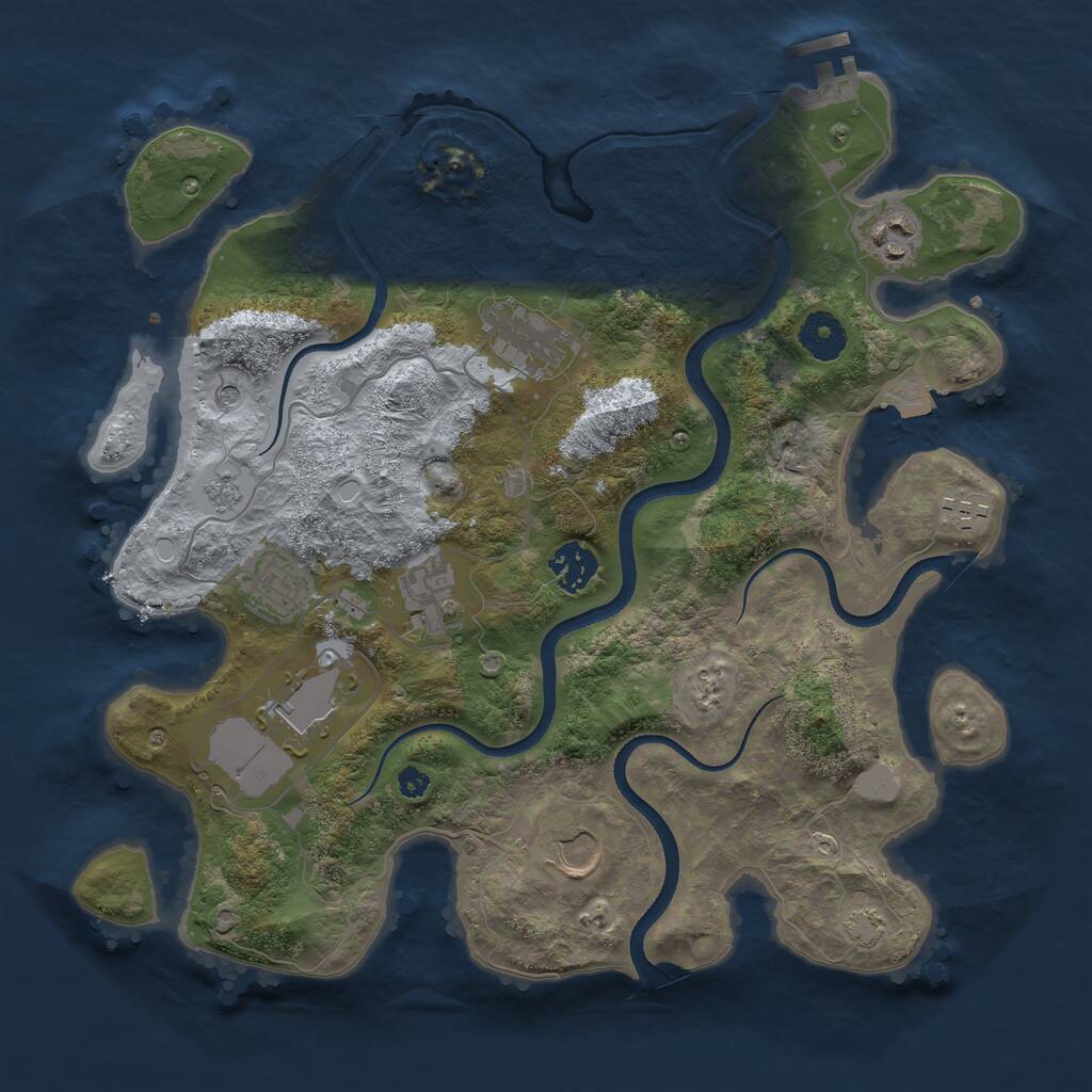 Rust Map: Procedural Map, Size: 3500, Seed: 44123, 13 Monuments