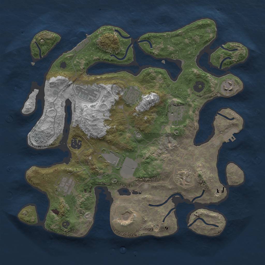 Rust Map: Procedural Map, Size: 3500, Seed: 44123, 18 Monuments