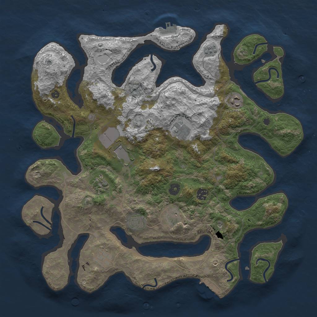 Rust Map: Procedural Map, Size: 4000, Seed: 1974942122, 17 Monuments