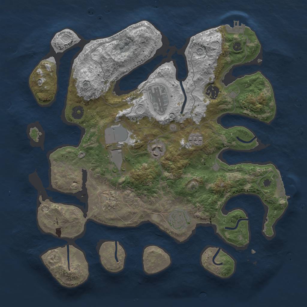 Rust Map: Procedural Map, Size: 3500, Seed: 6543, 15 Monuments
