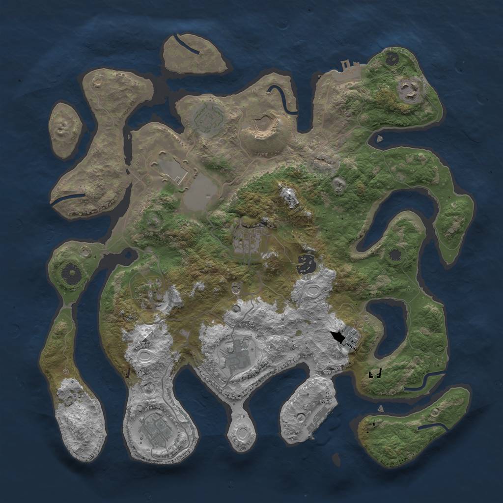 Rust Map: Procedural Map, Size: 3750, Seed: 18098953, 18 Monuments