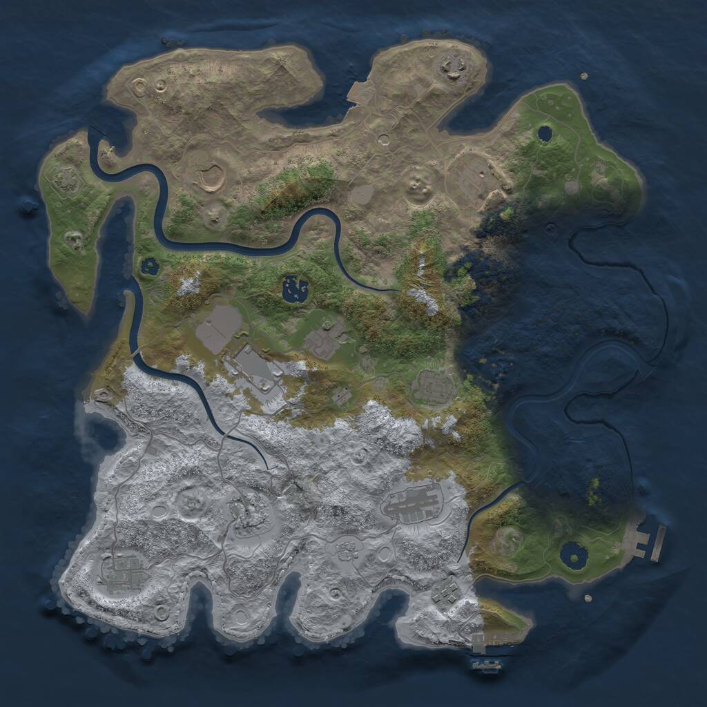 Rust Map: Procedural Map, Size: 3850, Seed: 1109182273, 17 Monuments