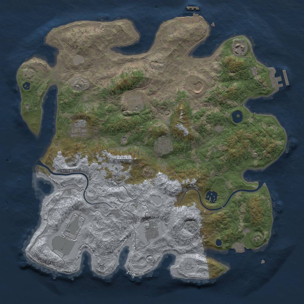 Rust Map: Procedural Map, Size: 3850, Seed: 1109182273, 16 Monuments