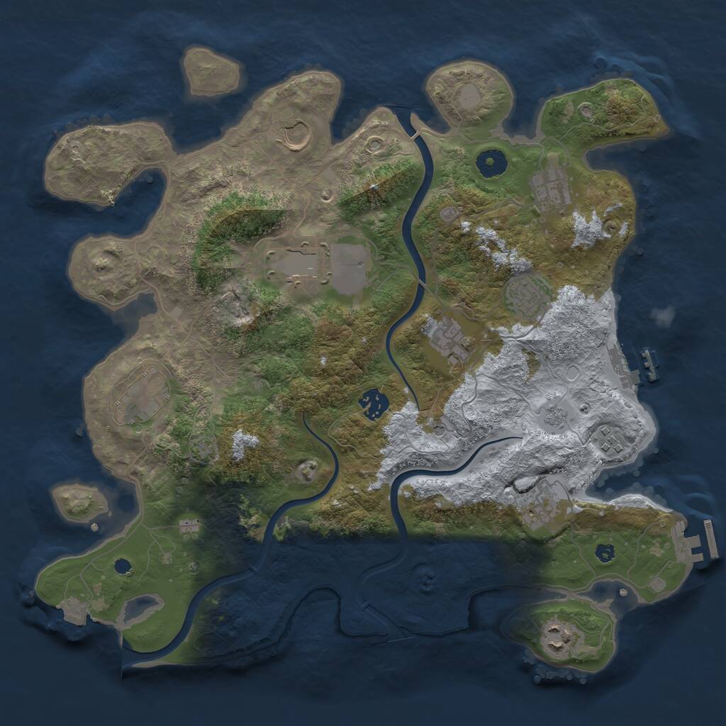 Rust Map: Procedural Map, Size: 3750, Seed: 126802759, 16 Monuments